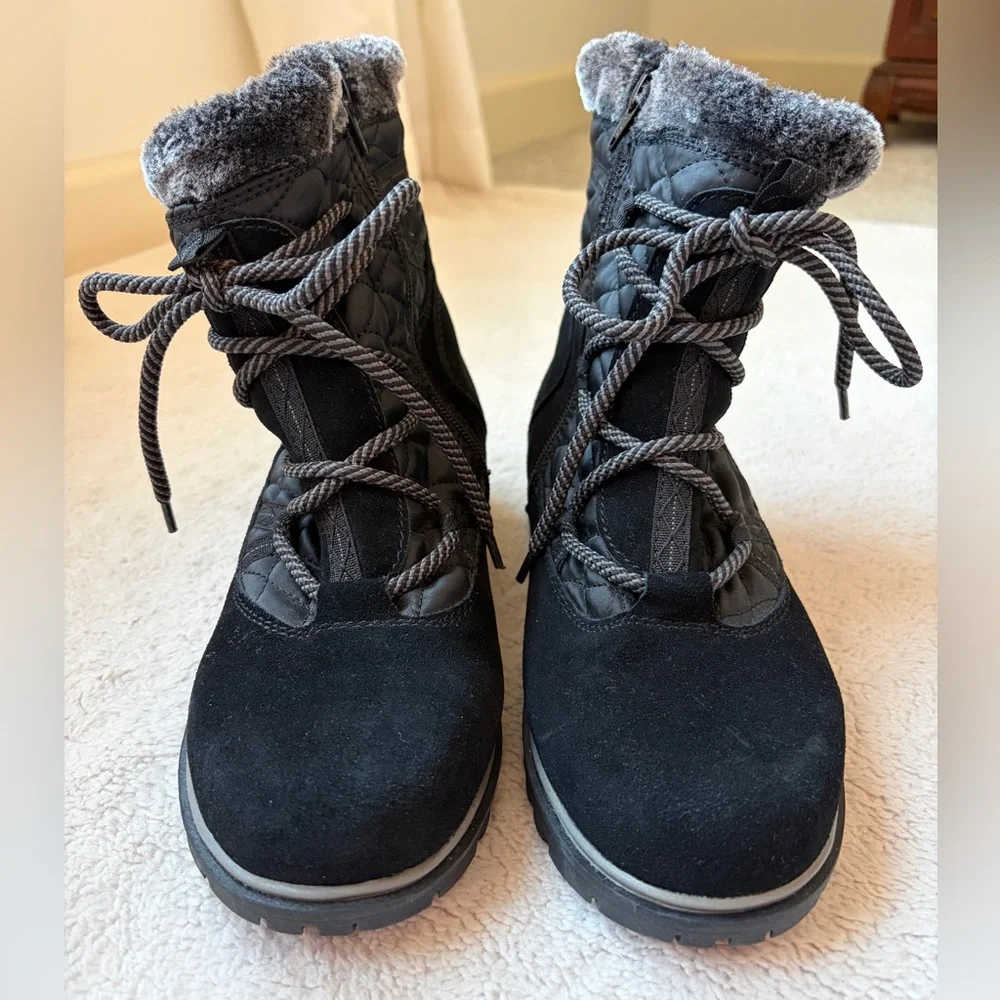 BareTraps Black Winter Thermal Sunta Boots with Gray Accents Women Size 7